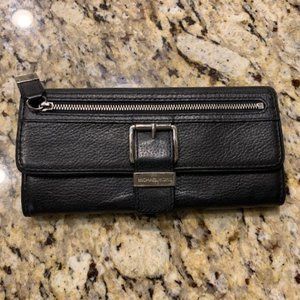 Michael Kors Black Buckle Flap Clutch Wallet